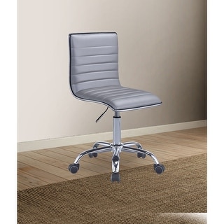 Metal Gas Lift 360 Degree Swivel Adjustable Seat Height Silver PU Office Chair in Chrome Finish