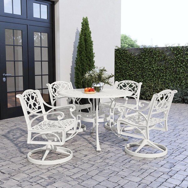 Sanibel White 5 Piece Outdoor Dining Set - 42' x 42' x 29'
