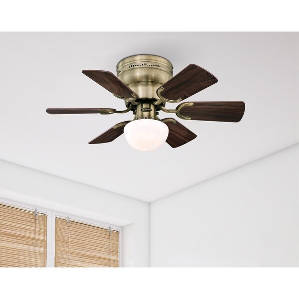 Westinghouse Lighting Petite 30-Inch 6-Blade Indoor Ceiling Fan with LED Light and Opal Mushroom Glass