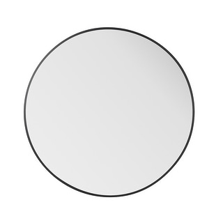 30 inch Round Wall Mounted Bathroom Vanity Mirror with Matte Black Border - 30 inch