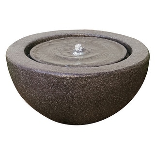 XBrand Round Sphere Water Fountain w/LED Light, Indoor Outdoor Décor, 10 Inch Tall, Grey