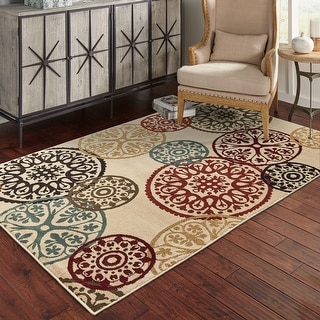 Copper Grove Rovinj Floating Medallion Beige and Multicolored Area Rug