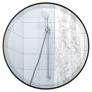 Livingston Framed Round Mirror - Matte Black - Matte Black