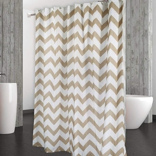 Shower Curtain for Bathroom Geometric Washable, 72x72, Tan/White