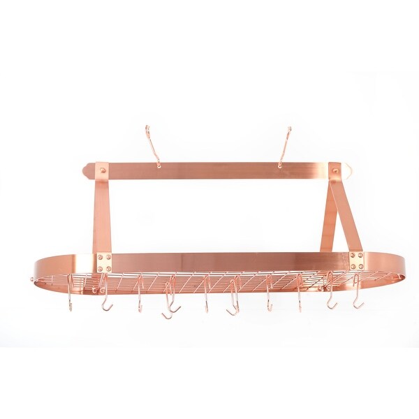 Old Dutch Oval Hanging Pot Rack with Grid & 24 Hooks