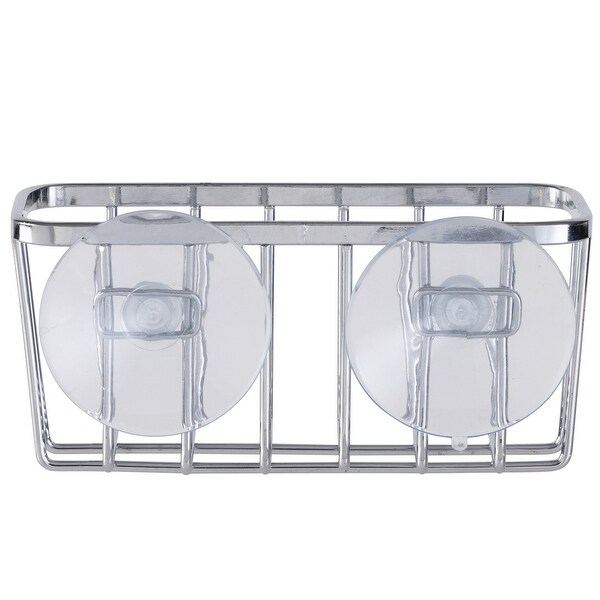 Simply Kitchen Details Silvertone Chrome Iron Suction-mount Sponge Holder - 5.5" x 2.0" x 2.5"