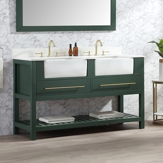 Alphonzia 60'' Free-standing Double Bathroom Vanity with Ceramic Vanity Top - 60