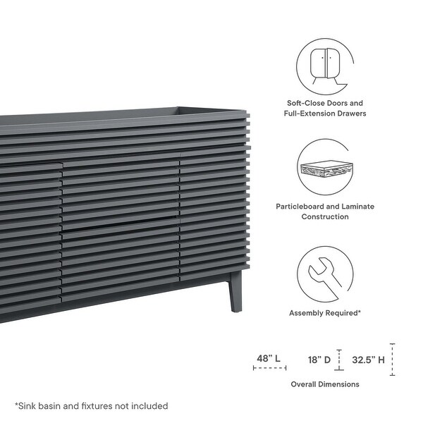 Render 48" Single Sink Compatible (Not Included) Bathroom Vanity Cabinet