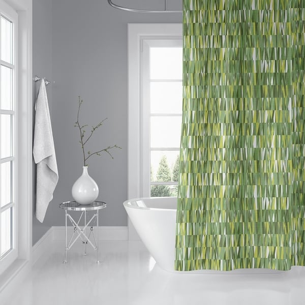 Porch & Den Sloane Green Geometric Shower Curtain
