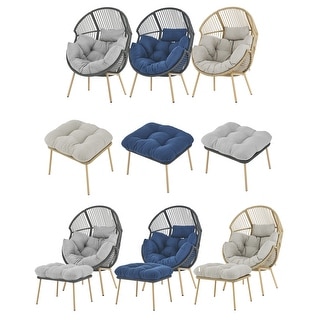 Outdoor Patio Wicker Egg Chair Oversized Lounger Egg Chair