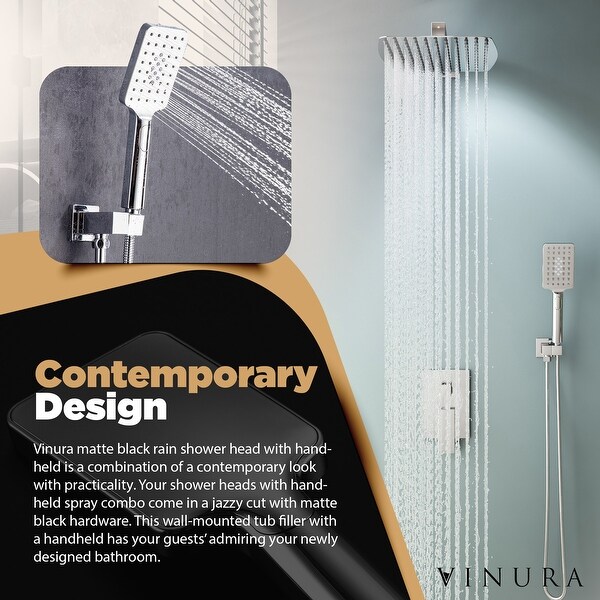 High Pressure Shower Heads - Matte Black Shower Head with Handheld - medium