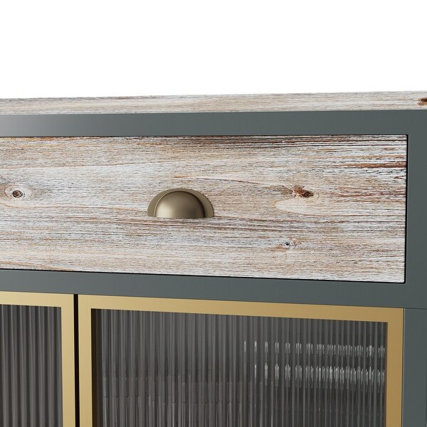 47.64" Wide 2 Doors Modern Sideboard with 3 Top Drawers, Freestanding Sideboard Storage Cabinet Entryway Floor Cabinet