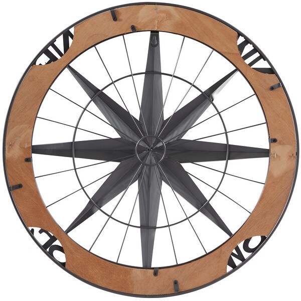 Grey Metal Nautical Compass Wall Decor