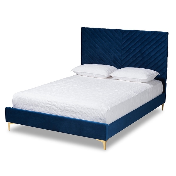 Fabrico Glam & Luxe Velvet Upholstered Metal Platform Bed