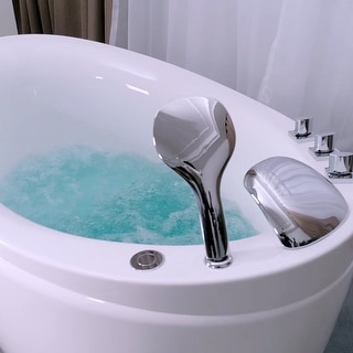 Japanese Style 59" X 31" Acrylic Flatbottom Deep Soaking Freestanding Air Bath Bathtub With 48 Air Jets - Tub Filler