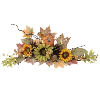 30-inch Faux Sunflowers, Pumpkins, Pinecone Fall Swag