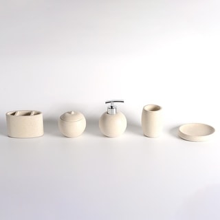 Concrete terrazzo,5-piece Bath Accessory Set - N/A
