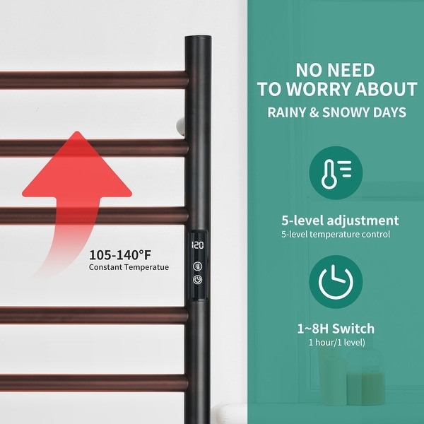 Wall Mounted Electric Towel Rack Heater with Temperature Controlled Timing Switch