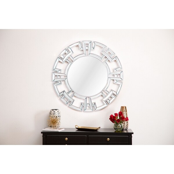 Abbyson Pierre Silver Round Wall Mirror