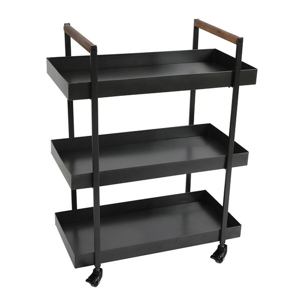3 Tier Bar Cart with Tray Shelves, Metal Frame
