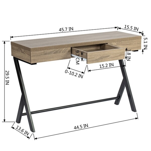 Homylin 1 Draw Metal and Wood Desk Computer Desk