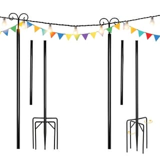 Costway 8ft\10ft String Light Poles 2 Pack Outdoor Metal Poles w/Top