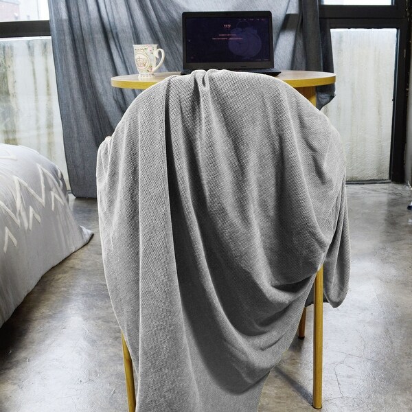 KASENTEX Knitted Throw Blanket Soft Waffle Throw with Decorative Color and Design for Couch Sofa, Office and Bed