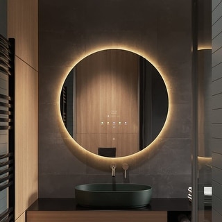 AQUADOM , Rount 24",Smart Led Lighted Bathroom Mirror with Bluetooth and TV, Defogger. - 24"x1"