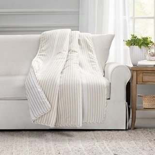 Lush Decor Farmhouse Drew Stripe Silver-Infused Antimicrobial Throw Blanket