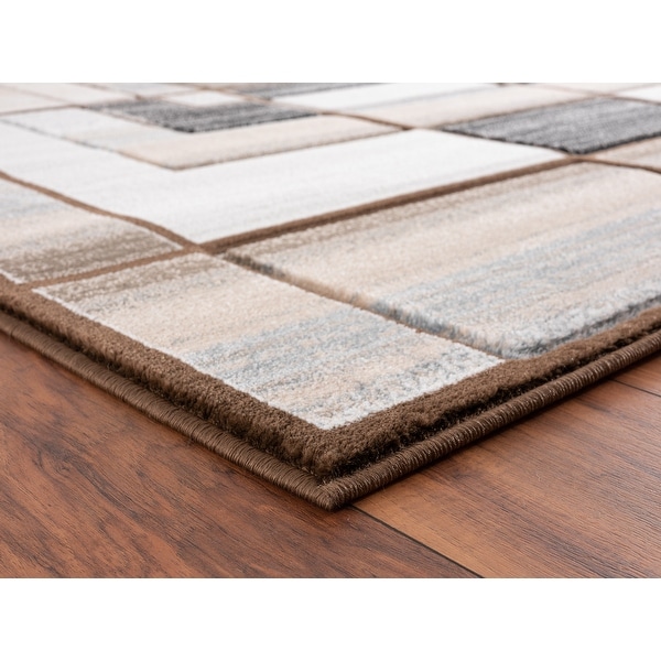 Orelsi Collection Abstract Area Rug with Hand Carved Accents