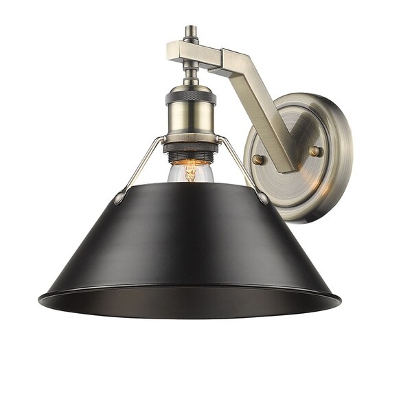 Golden Lighting Orwell Aged Brass 1-light Wall Sconce with Black Shade