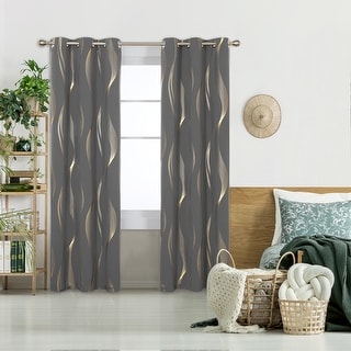Deconovo Gold Wave 42 Width Curtain (2 Panel)