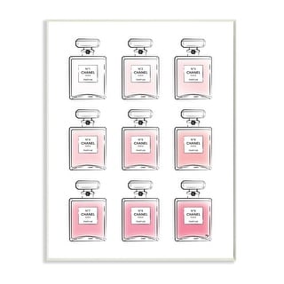 Stupell Glam Pink Ombre Fashion Perfume Bottles Wood Wall Art