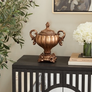 Bronze Polystone Traditional Decorative Jar 13 x 12 x 8