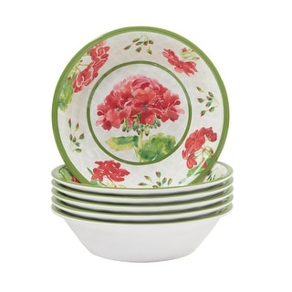 Certified International Geraniums 22 Oz. Melamine All Purpose Bowls, Set of 6 - 22 Oz.