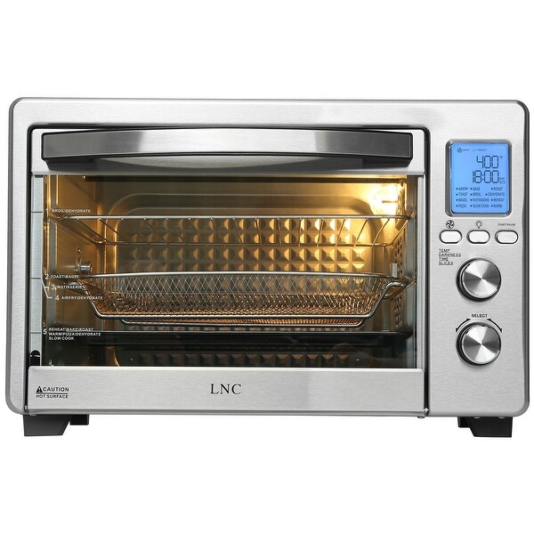 LNC 12-In-1 Large 34QT Countertop Toaster Oven Convection Rotisserie Air Fryer - 19.5" L x 15" W x 12.5" H