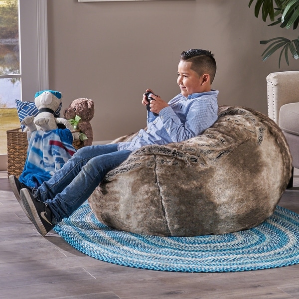 Monroe Glam 3 Foot Faux Fur Bean Bag Chair by Christopher Knight Home