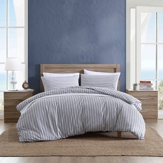 Nautica Coleridge Stripe Charcoal Cotton Percale Duvet Cover