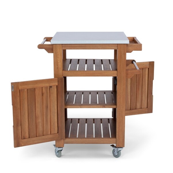 Maho Golden Teak Outdoor Compact Barbeque Cart