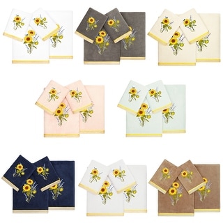 Authentic Hotel and Spa 100% Turkish Cotton Girasol 4PC Embellished Towel Set