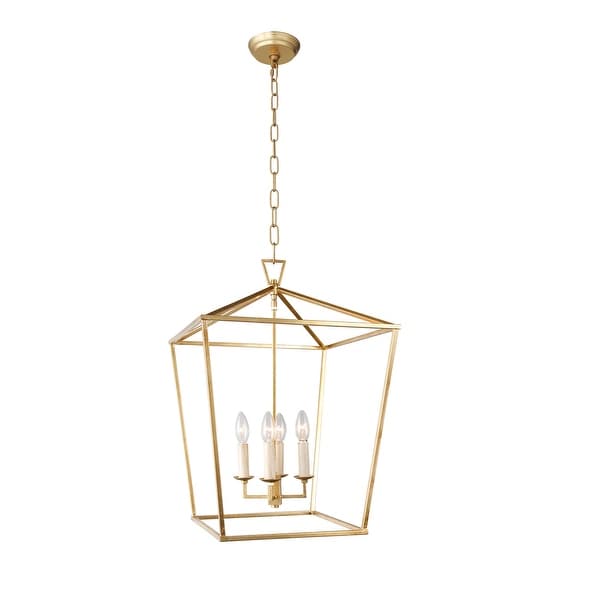 4 Light Caged Chandelier in Gold Finish - Gold Finish - Gold Finish