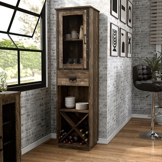 DH BASIC Industrial 3-shelf Tower Cabinet with Wine Bottle Storage by Denhour