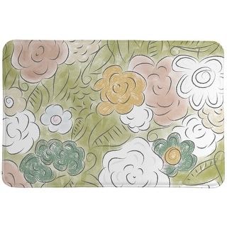 Green Garden Petals Memory Foam Rug