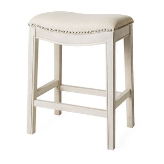 Maven Lane Adrien 25.7"H Seat Saddle Counter Stool, Brushed White Oak Finish - 16.60