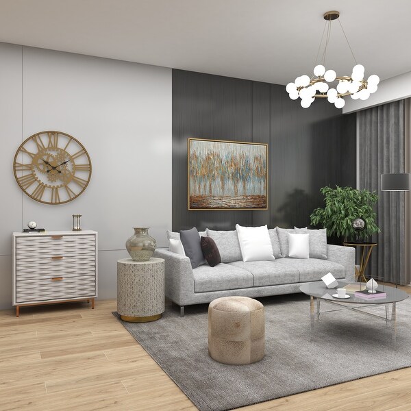 Shell Inlay Contemporary Accent Drum Table - 18 x 18 x 22