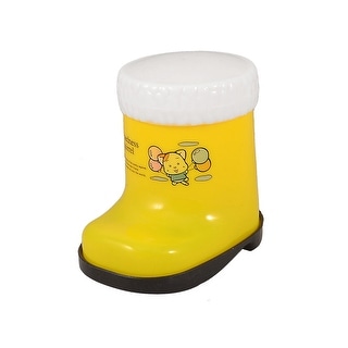 Yellow Lovely Boot Plastic Toothpick Holder w White Case - Yellow Black - 3.5" x 3.5" x 2.2"(L*H*D)