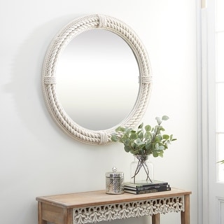 White MDF Coastal Wall Mirror 36 x 36 x 3 - 36 x 3 x 36Round