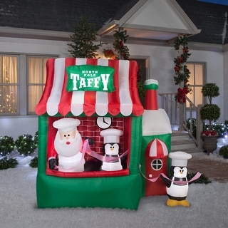 Gemmy Animated Christmas Airblown Inflatable North Pole Taffy Stand, 7 ft Tall, Multicolored