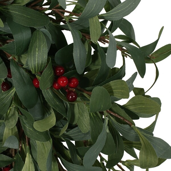 Donway 25" Olive Artificial Silk Wreath with Berries by Christopher Knight Home - Green + Red