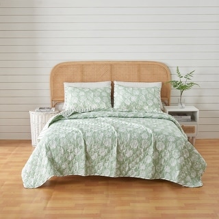 Premium Green Seashell Microfiber Quilt Set With Shams
